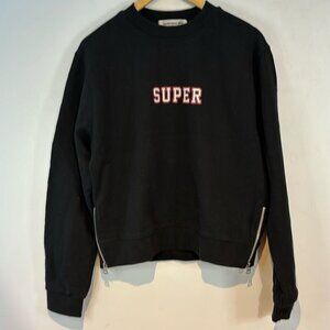 Andersson Bell navy blue “Super”crewneck sweatshirt with zipper waist size small
